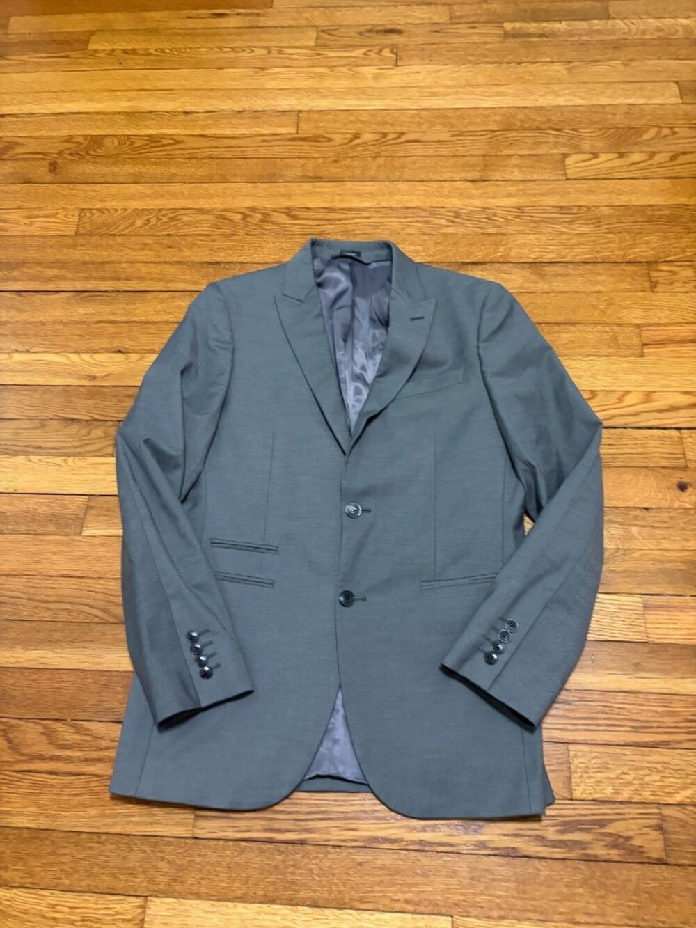 JF J. Ferrar Men's Blazer Jacket Size 40R Gray Solid Stretch Slim Fit Sport Coat